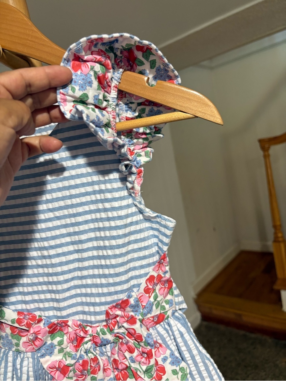 Bonnie Jean Stripe Floral Band Dress Size 10 - Picture 3 of 12